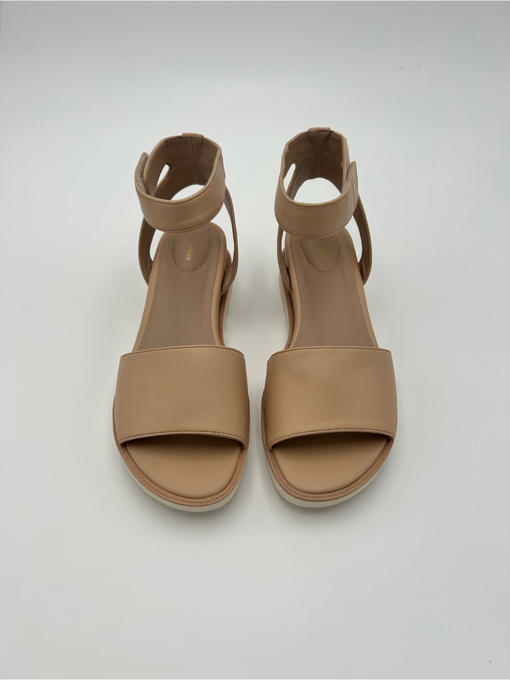 Giani Bernini Nude Beige Ankle-Strap Wedge Sandal